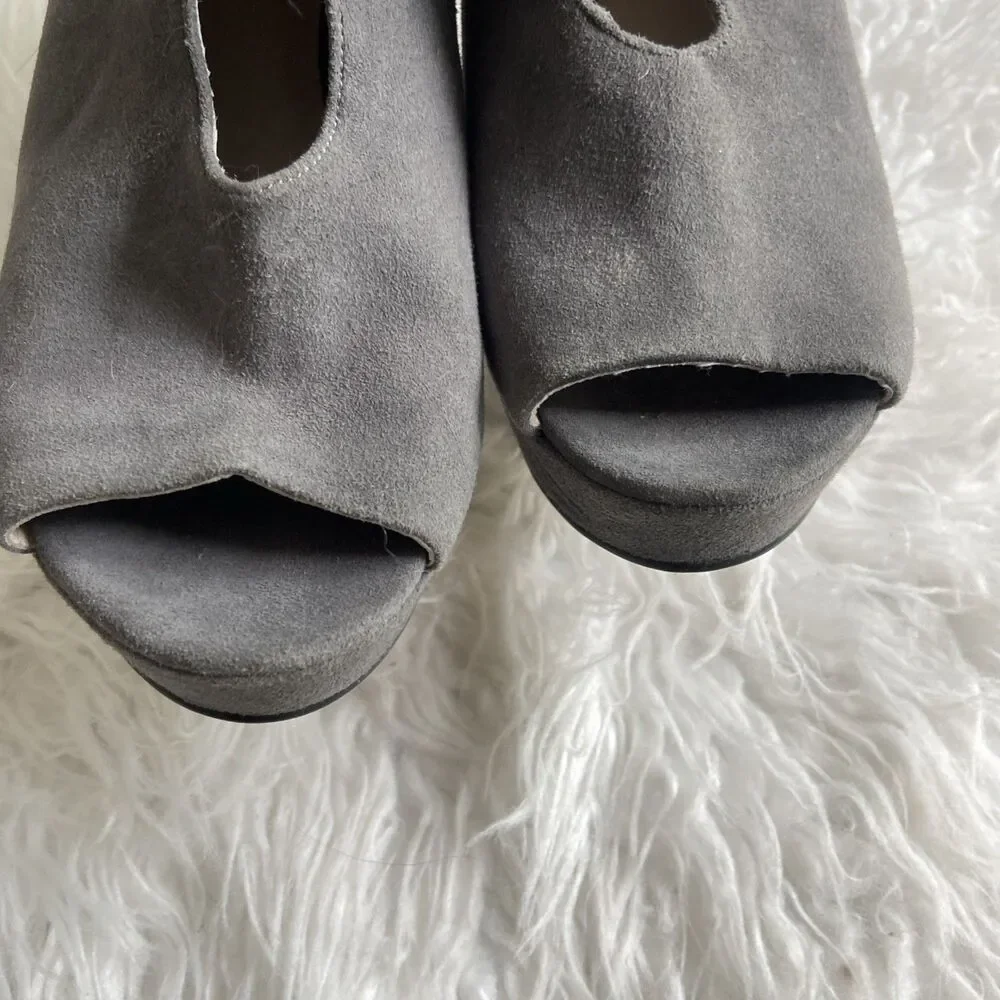 Michael Kors Womens Devenport Bootie Pump Size 9 Gray Suede Open Toe High Heel